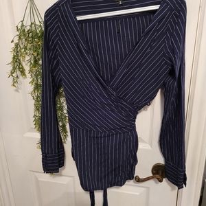 Pinstripe Wrap Shirt